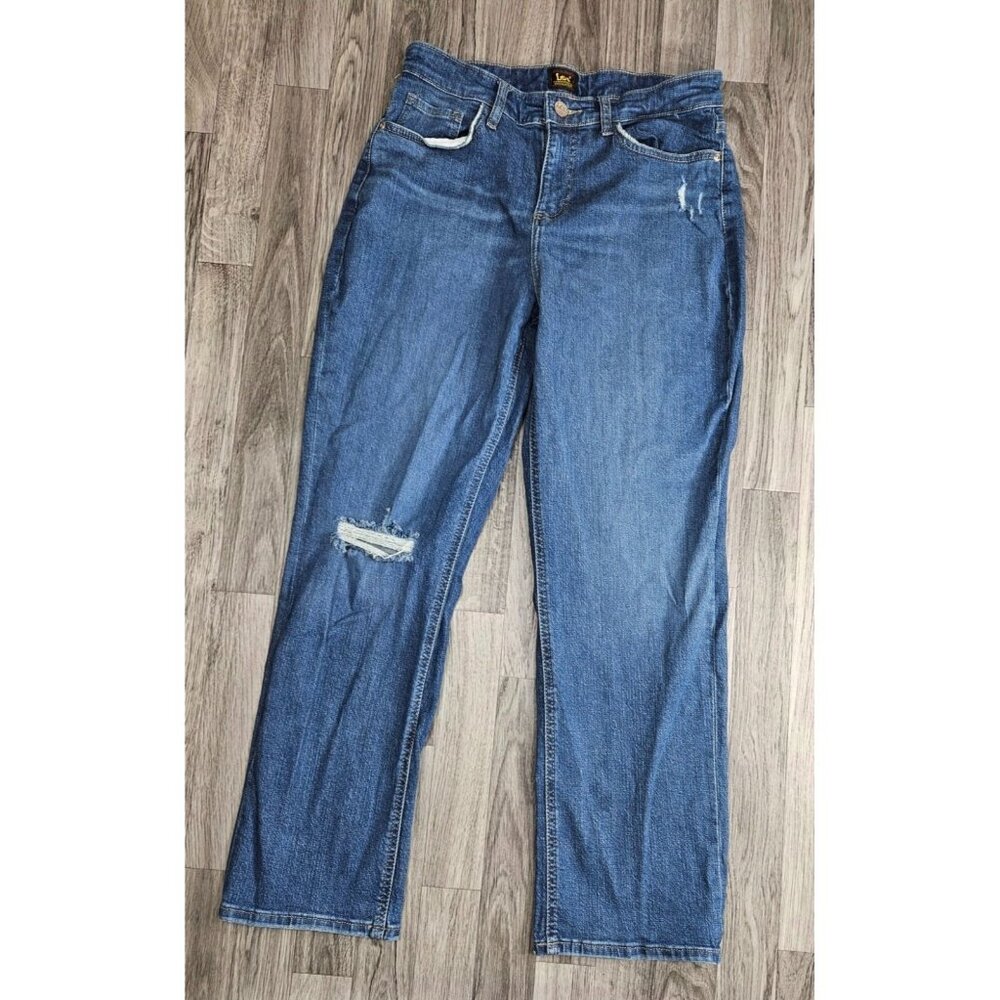 Lee Womens Size 10 Medium Distressed Pockets Denim Blue Jeans